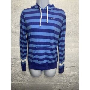 Nike The Athletic Dept. Womens Blue/purple Striped Hoodie Long Sleeve Tee Size M
